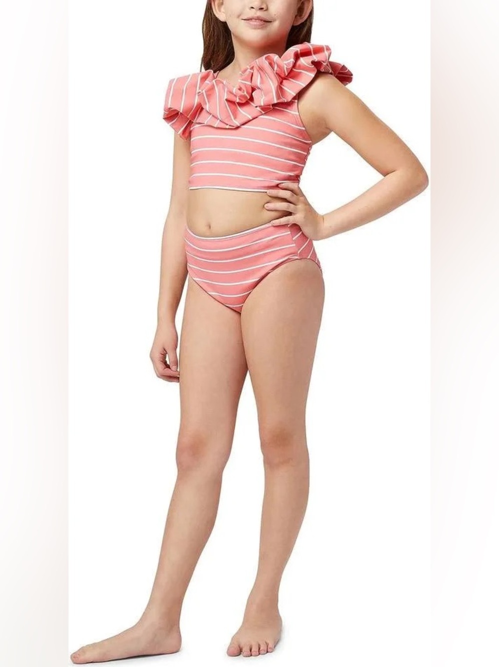 Habitual Peach and White Striped Two-Piece Swim Set